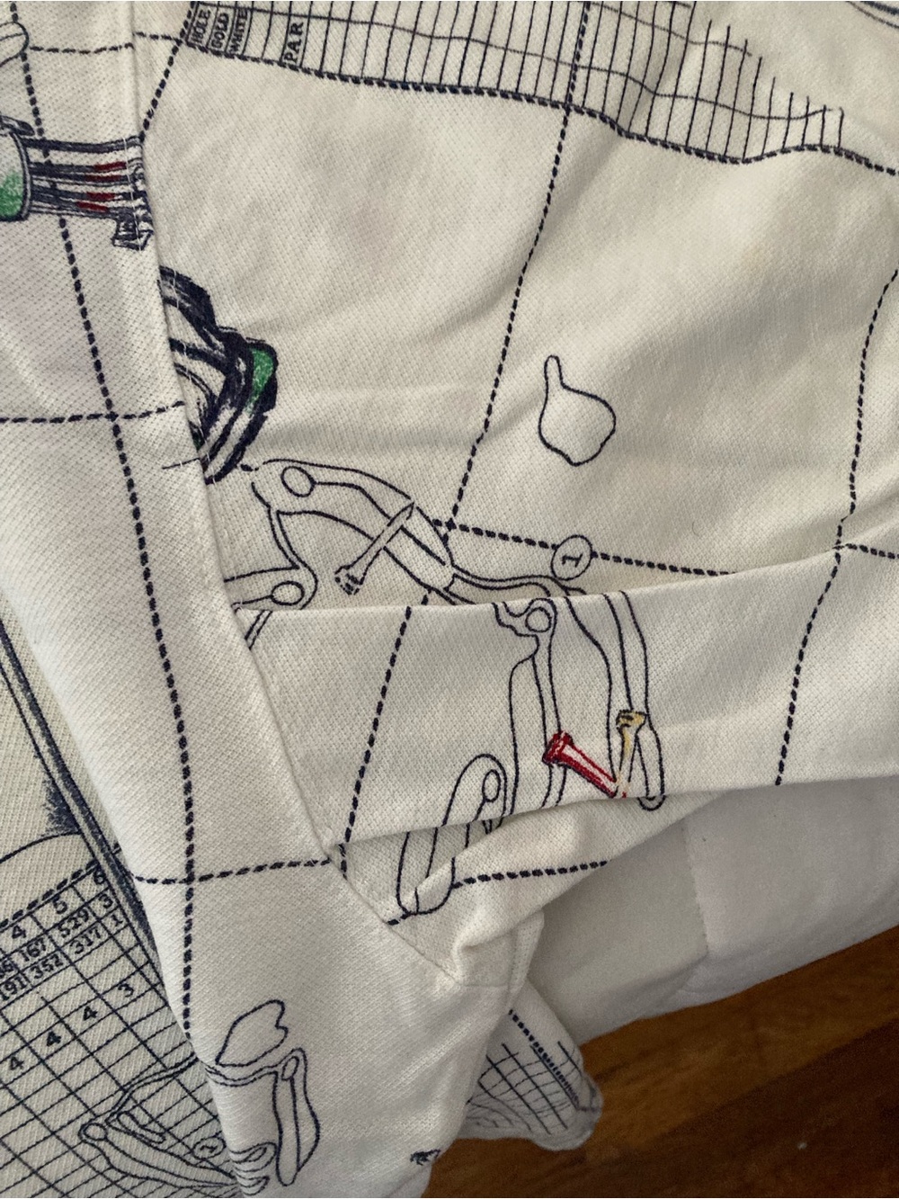Chaps Cream Polo with Navy Trim and Golf-Print - Picture 4 of 8